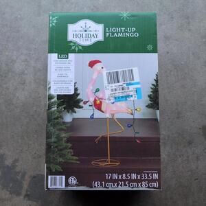 Holiday Time 33.5" Light Up Christmas Flamingo For Indoor & Outdoor Decor